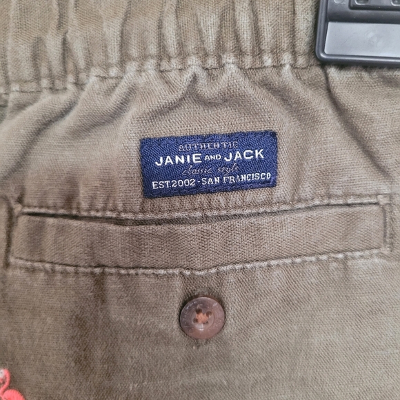 Janie and Jack Green Linen Blend Shorts With Flamingos - Picture 6 of 6